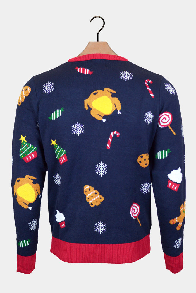 Christmas Food LED light-up Ugly Christmas Sweater back