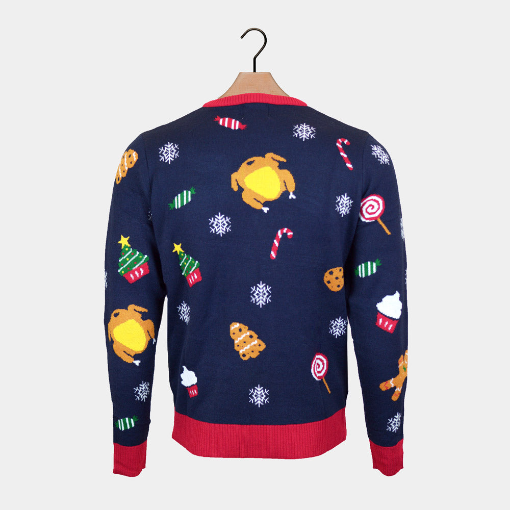 Christmas Food LED light-up Ugly Christmas Sweater back