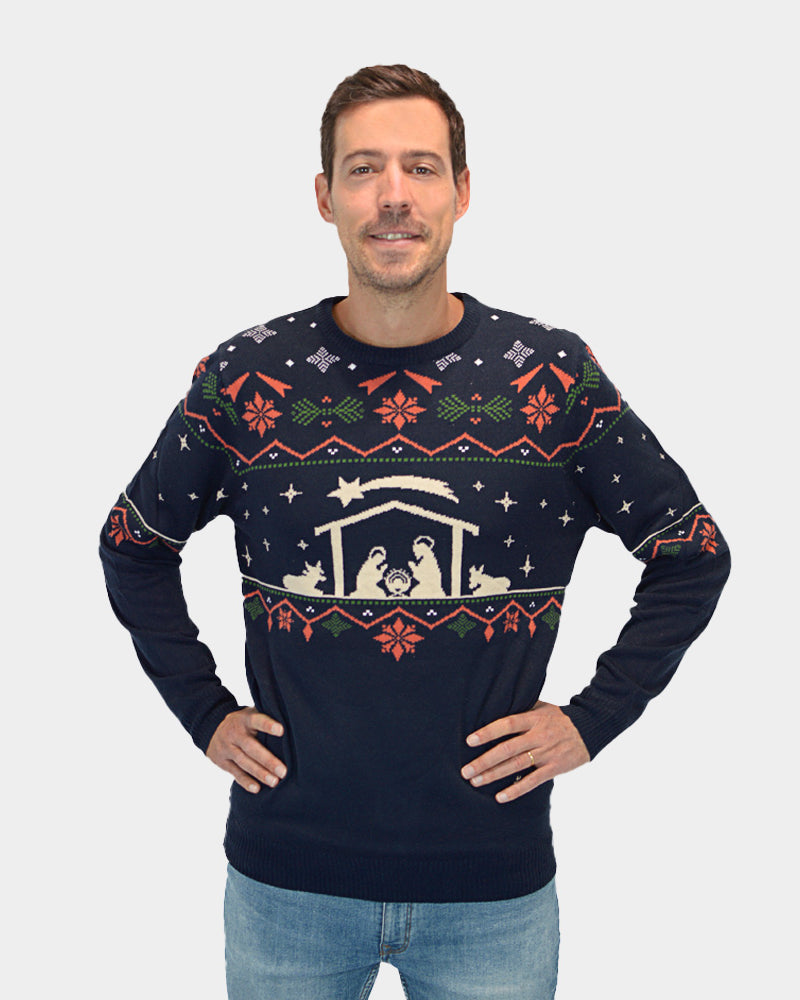 Mens Ugly Christmas Sweater Nativity