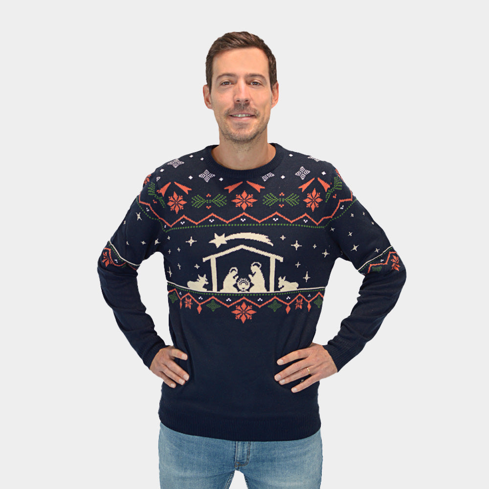 Mens Ugly Christmas Sweater Nativity