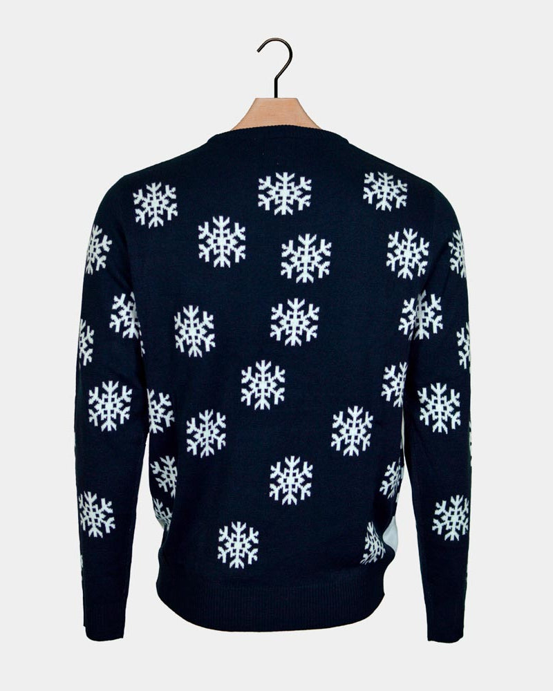 Family Ugly Christmas Sweater with Santa and Reindeer Driving back