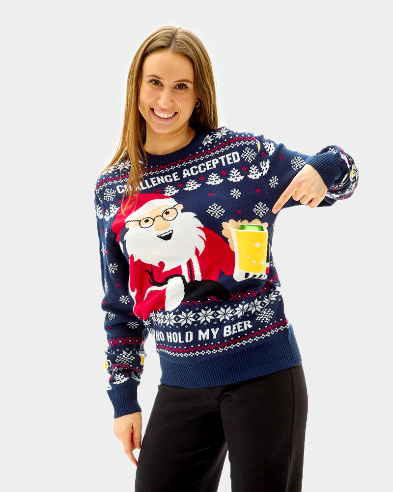 Ugly Christmas Sweater with Beer Pocket 3D womens