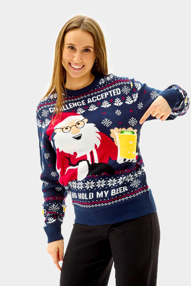Ugly Christmas Sweater with Beer Pocket 3D womens