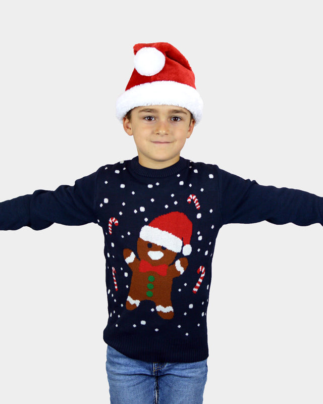 Gingerbread Blue Boys Ugly Christmas Sweater