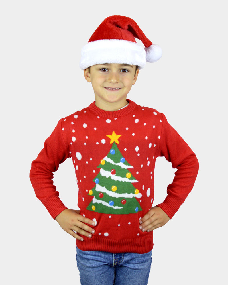 Christmas Tree Red Boys Ugly Christmas Sweater