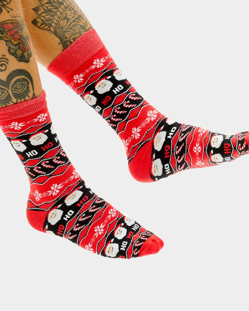 Red Unisex Ugly Christmas Socks Santa Claus Ho Ho Ho womens and mens