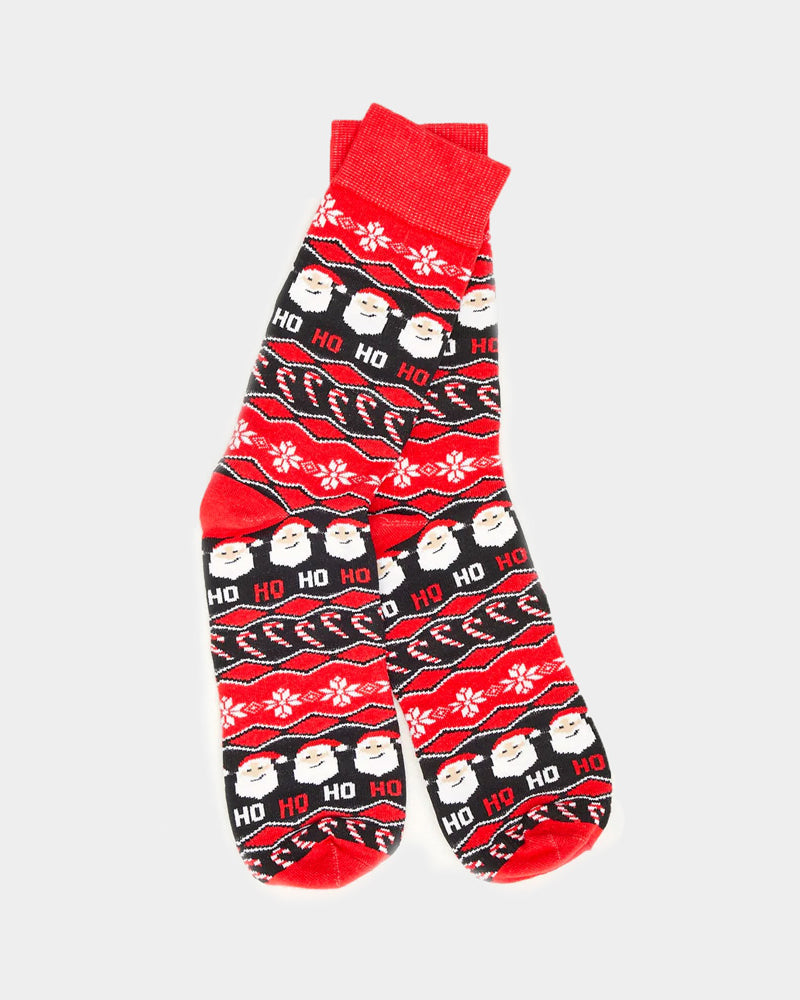 Red Unisex Ugly Christmas Socks Santa Claus Ho Ho Ho