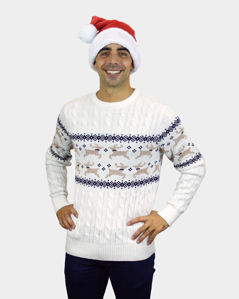 Alaska Classy White Couple's Ugly Christmas Sweater Mens
