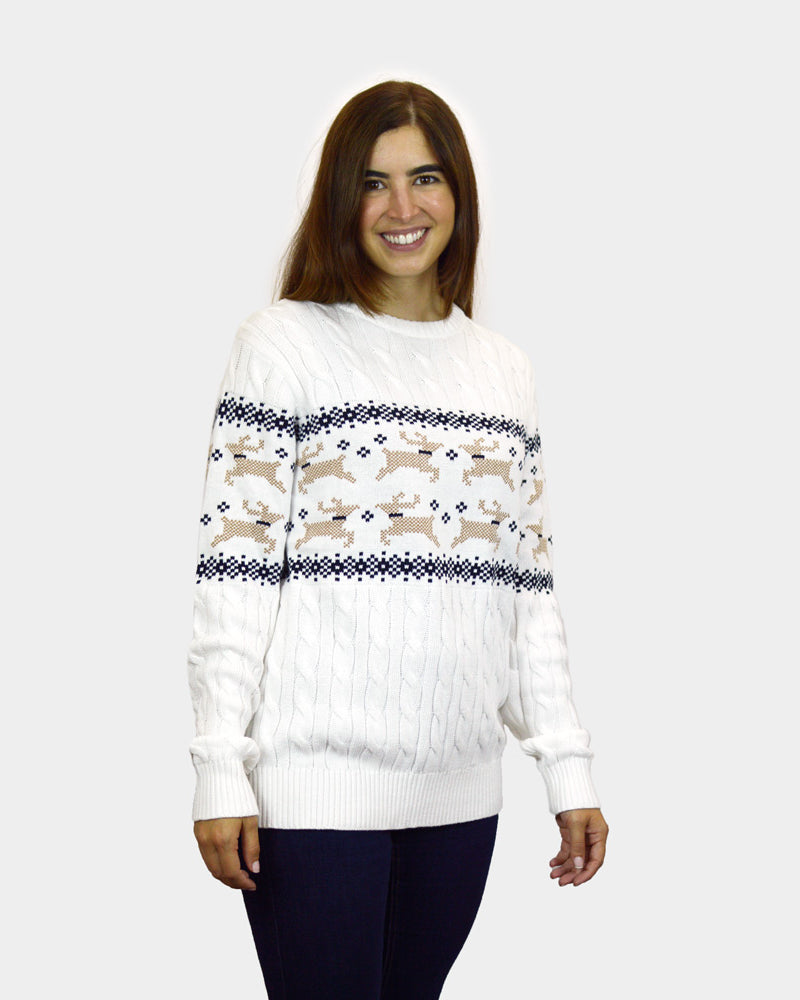 Womens Alaska Classy White Couple's Ugly Christmas Sweater