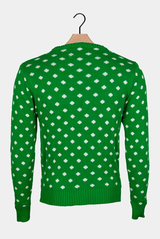 Green 3D Ugly Christmas Sweater Reindeer with Santa's hat back