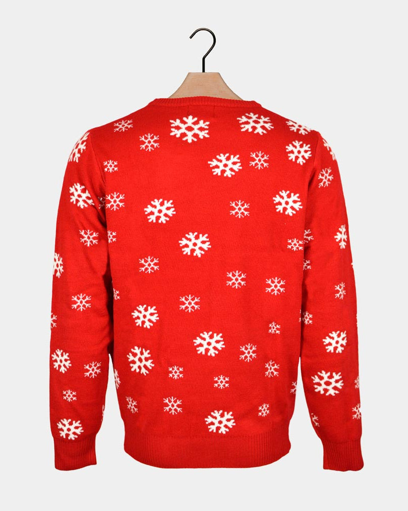 Red Boys and Girls Ugly Christmas Sweater with Santa and Reindeer Greeting
