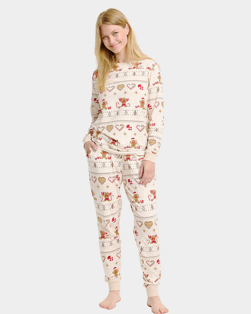 Beige Ugly Christmas Pyjama for Women Gingercookies