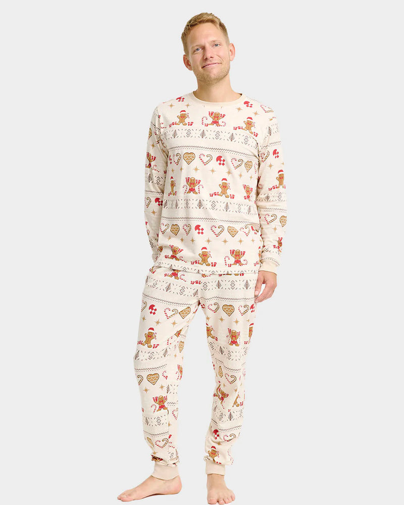 Beige Ugly Christmas Pyjama for Men Gingercookies