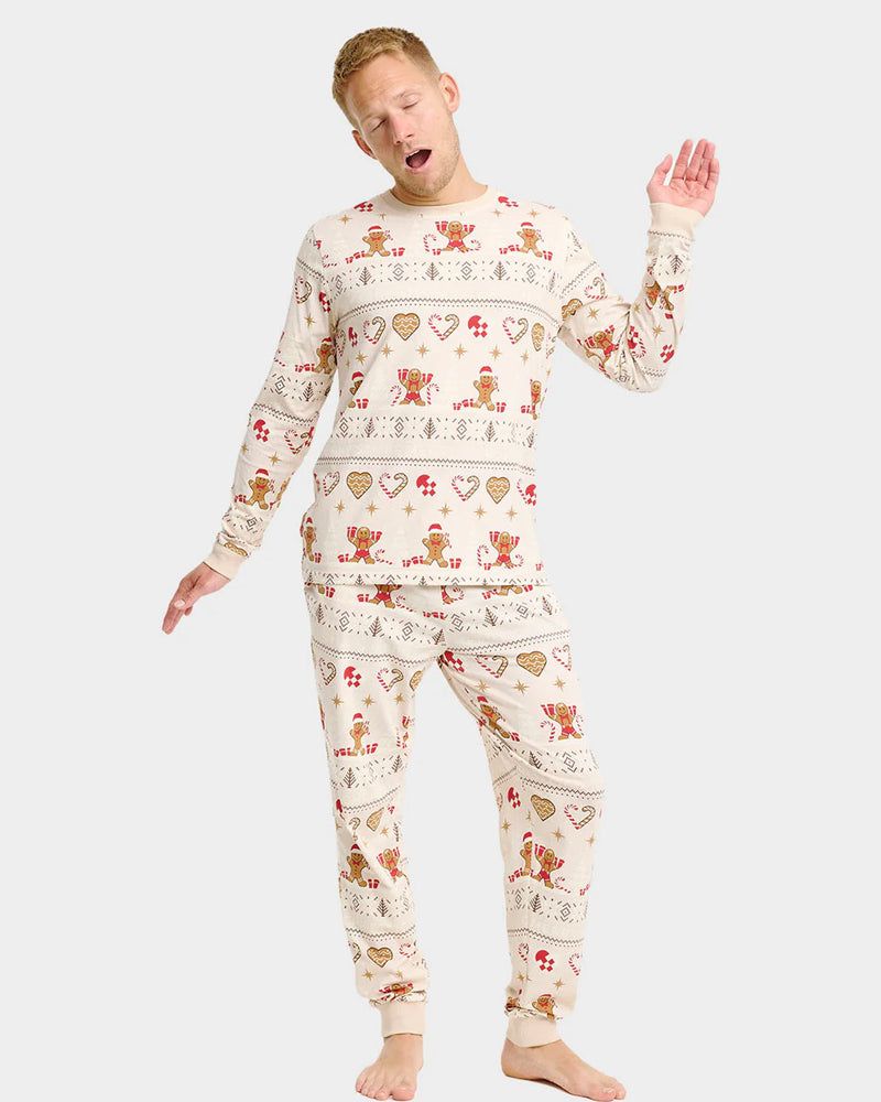 Beige Ugly Christmas Pyjama Women Men Gingercookies