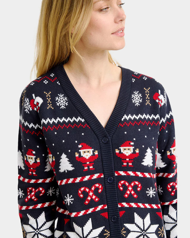 Blue Christmas Cardigan with Polar Stars Womens