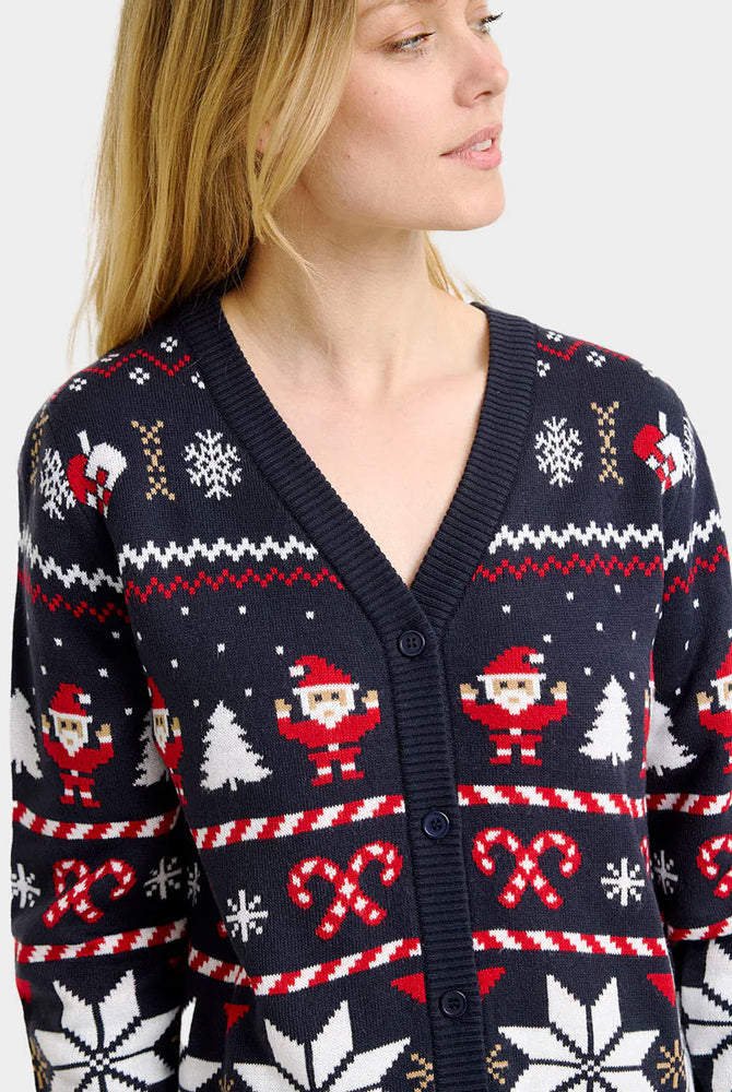 Blue Christmas Cardigan with Polar Stars Womens