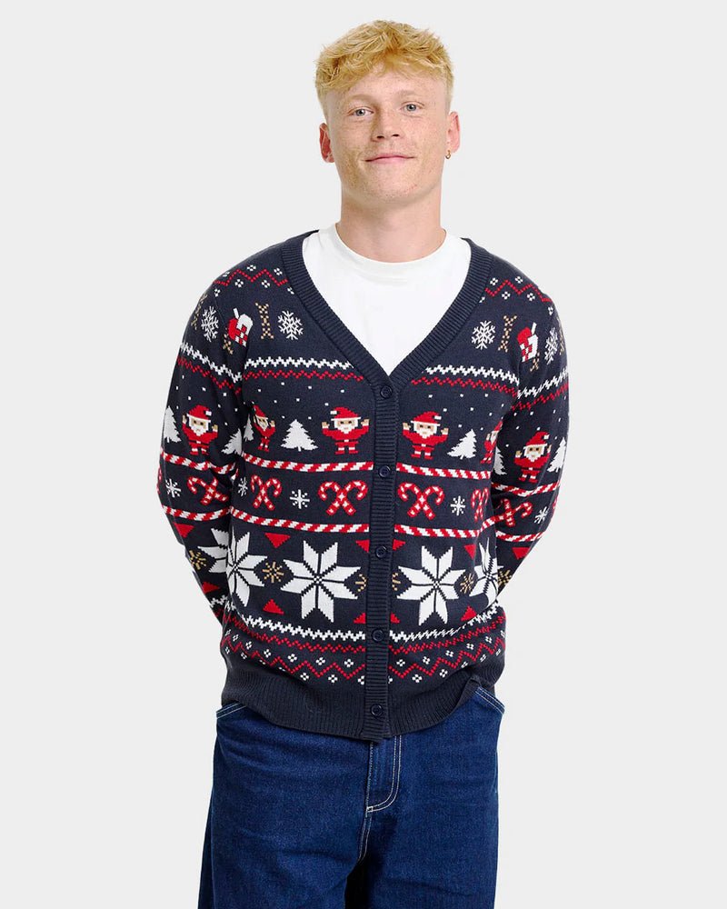 Blue Couple Christmas Cardigan with Polar Stars Men