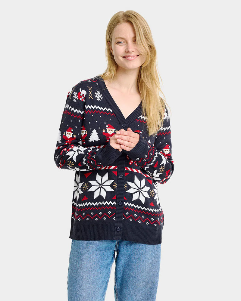 Blue Couple women Christmas Cardigan with Polar Stars
