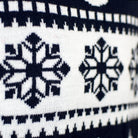 Blue Couple's Ugly Christmas Sweater with Reindeers and Snow detail