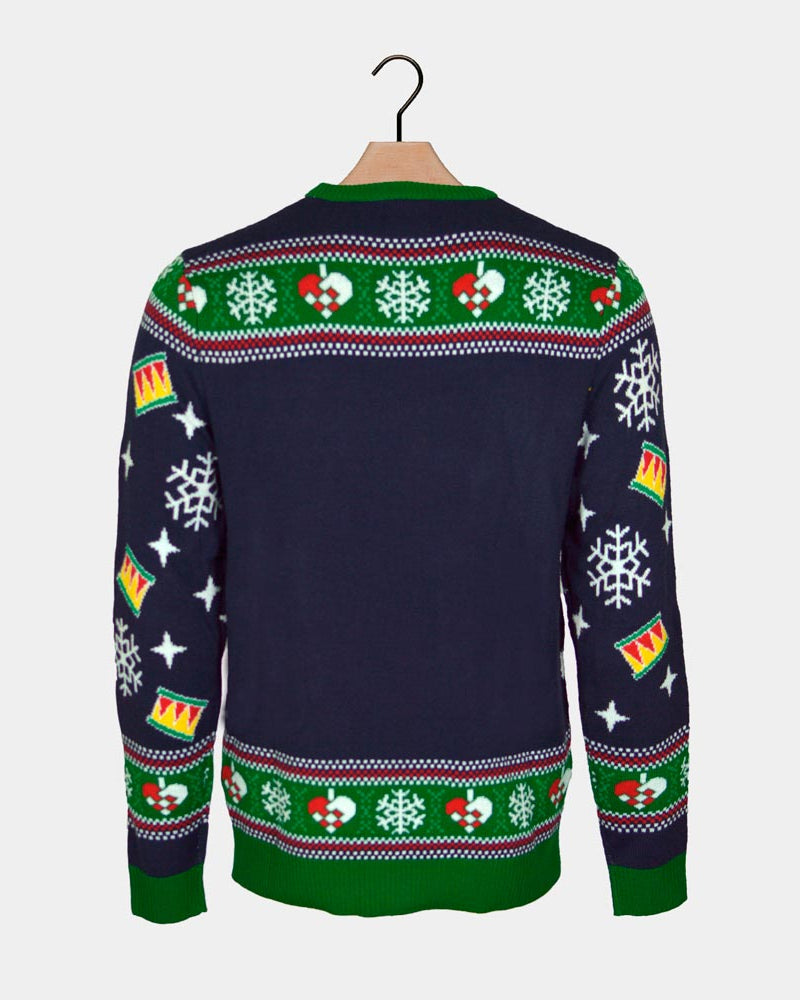 Blue LED light-up Couples Ugly Christmas Sweater Christmas Tree