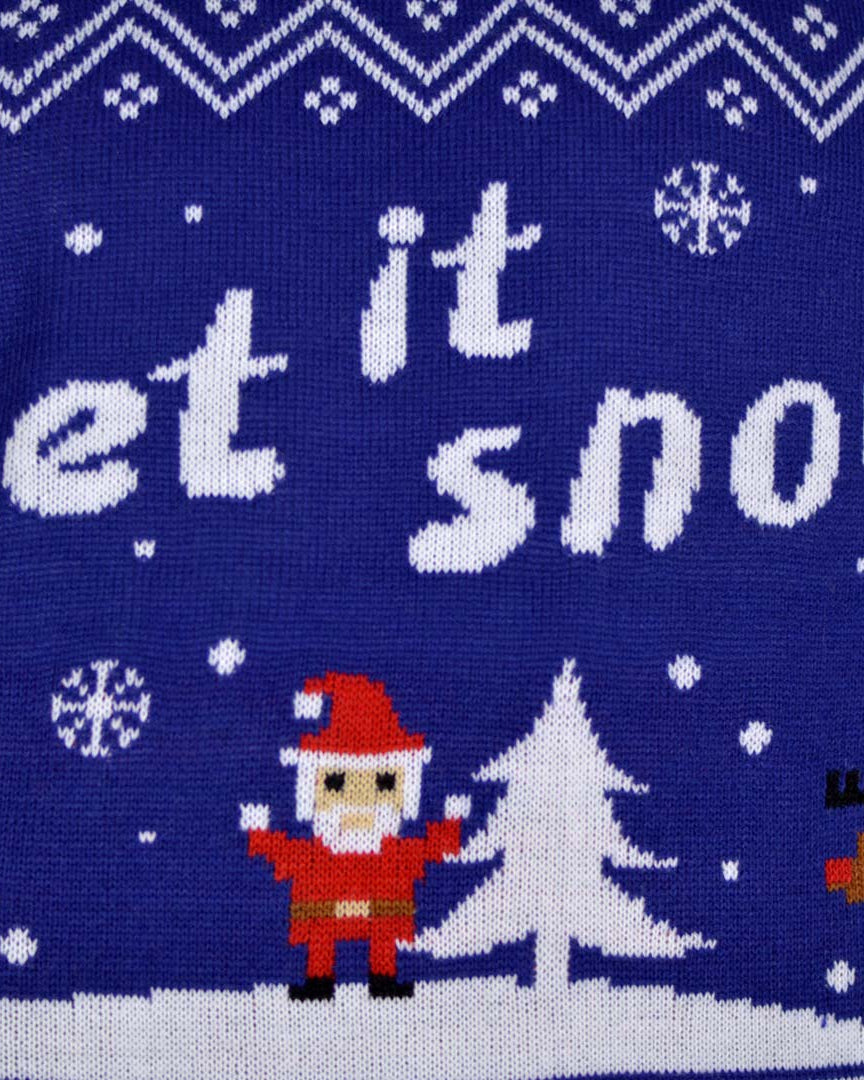 Detail Blue Let it Snow Couple's Ugly Christmas Sweater