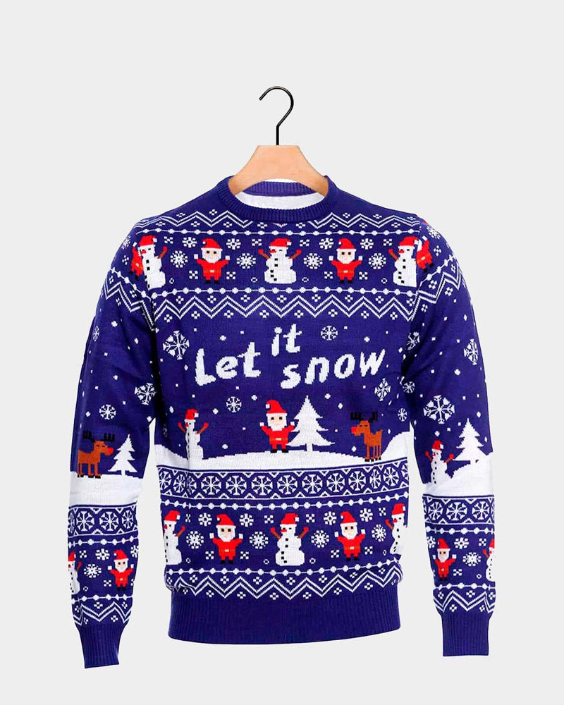Blue Let it Snow Couple's Ugly Christmas Sweater