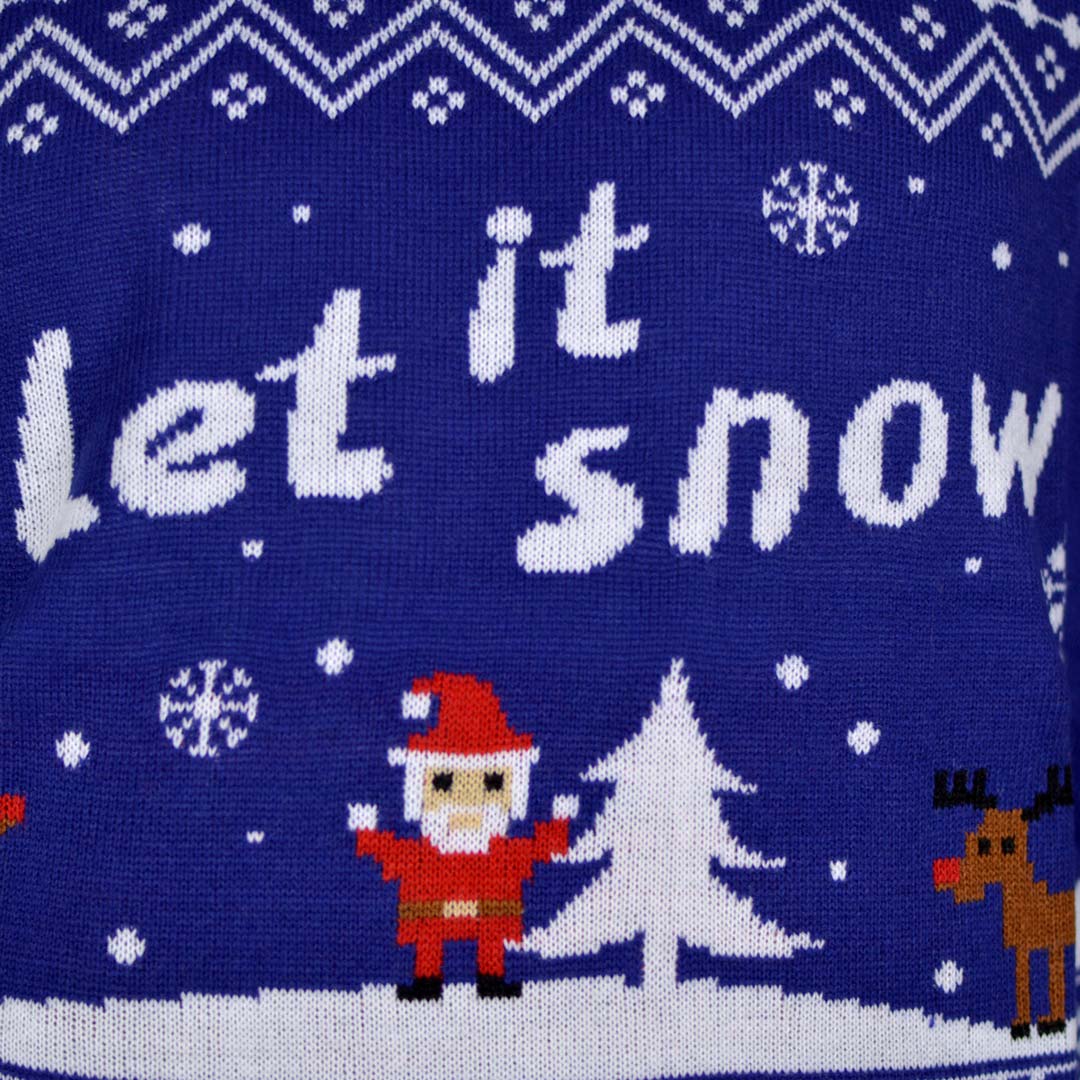 detail Blue Let it Snow Men's Ugly Christmas Sweater