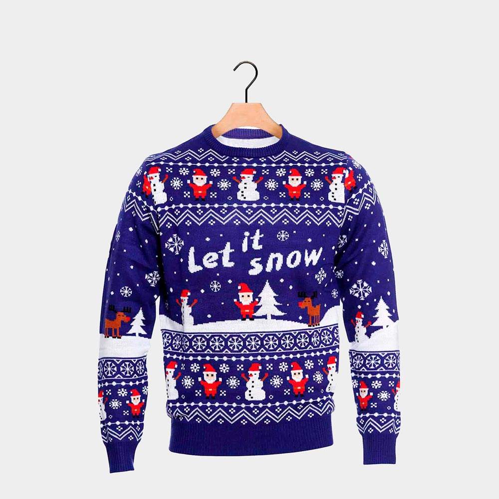 Blue Let it Snow Men's Ugly Christmas Sweater