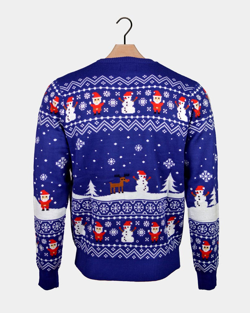 Ugly Christmas Sweater Blue Let it Snow Couple's