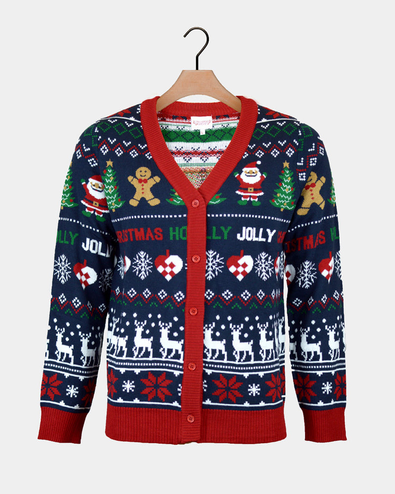 Couples Blue and Red Cardigan Ugly Christmas Sweater