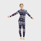 Blue Ugly Christmas Pyjama for Children with Snowmen and Hearts