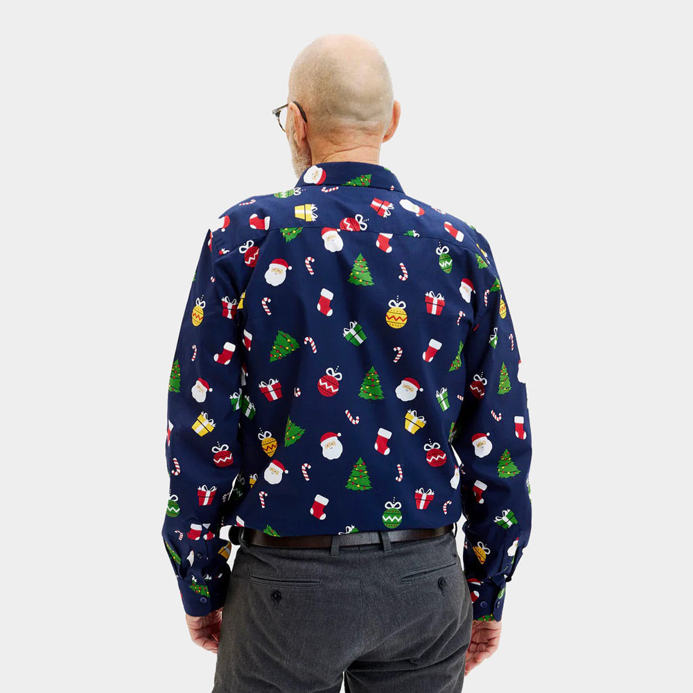 Christmas patterns Men's Blue Ugly Christmas Shirt