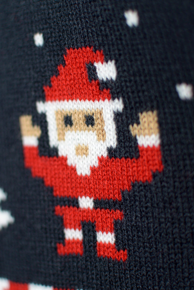 Blue Womens Christmas Cardigan with Polar Stars Santa