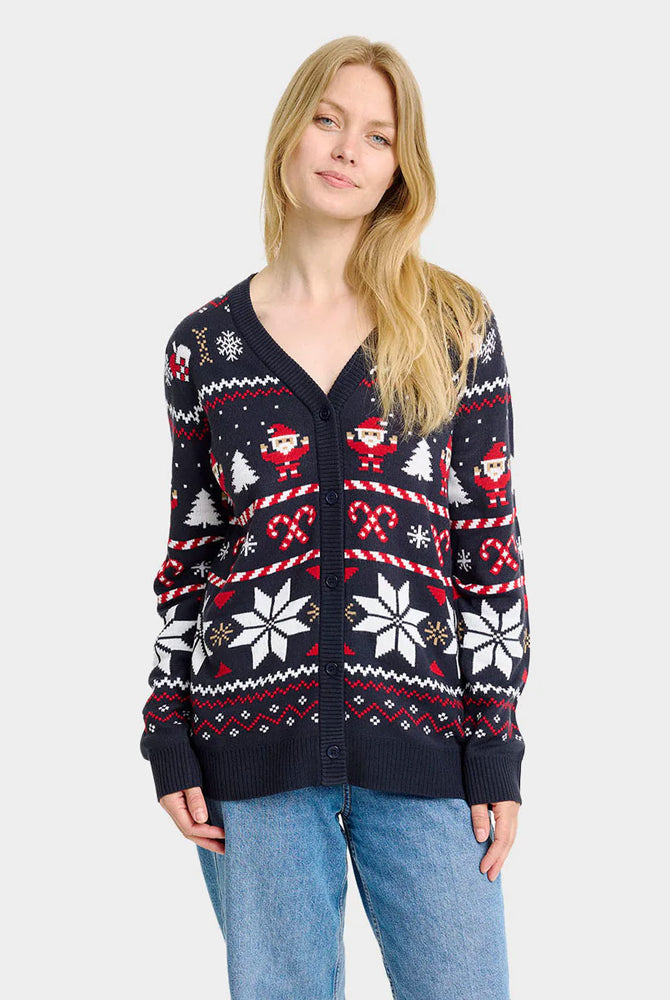 Blue Womens Christmas Cardigan with Polar Stars