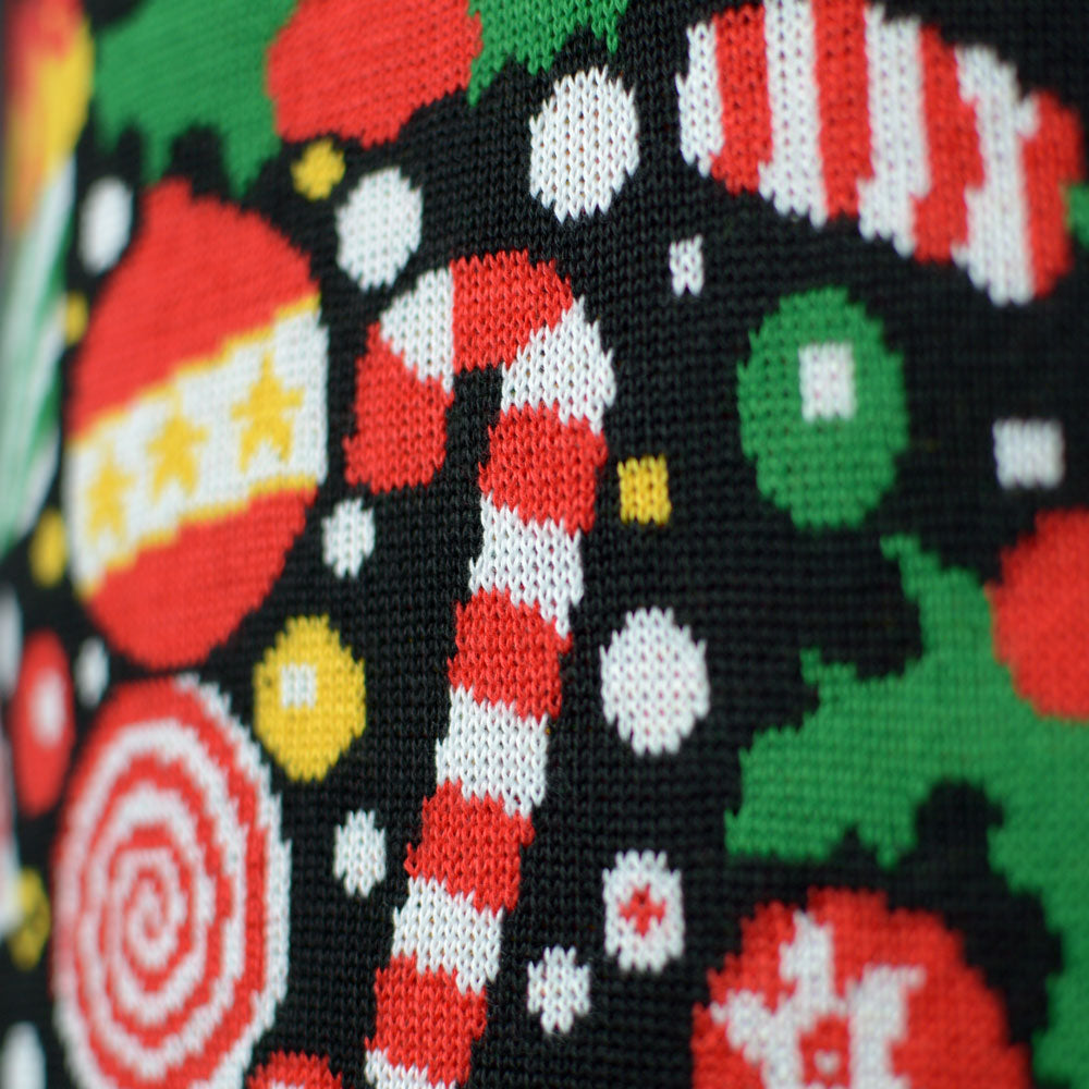 Boys and Girls Black Ugly Christmas Sweater Merry Christmas detail