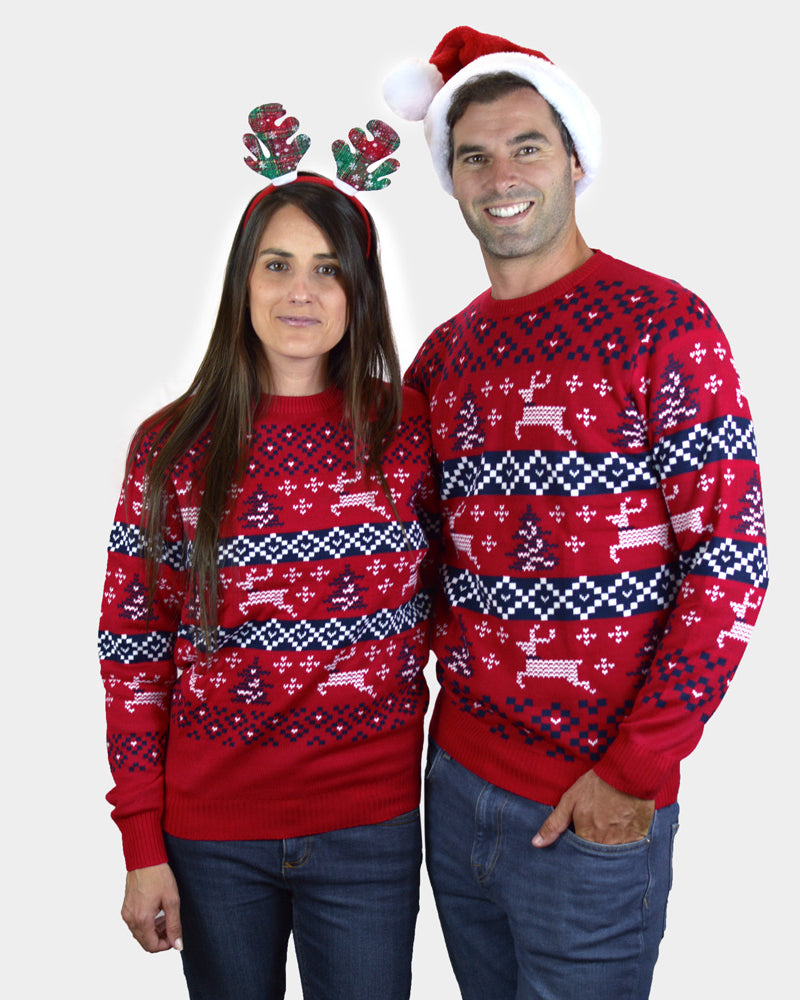 Canada Red Family Ugly Christmas Sweater couple