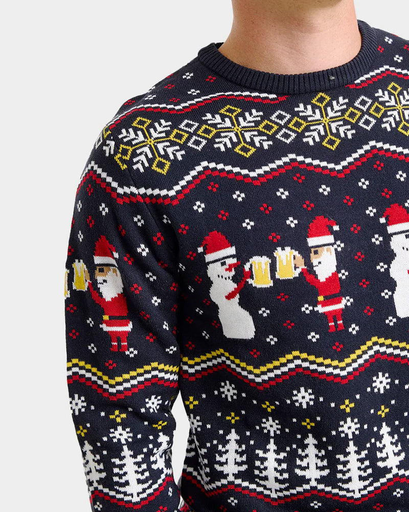 Cheers Mens Ugly Christmas Sweater Santa