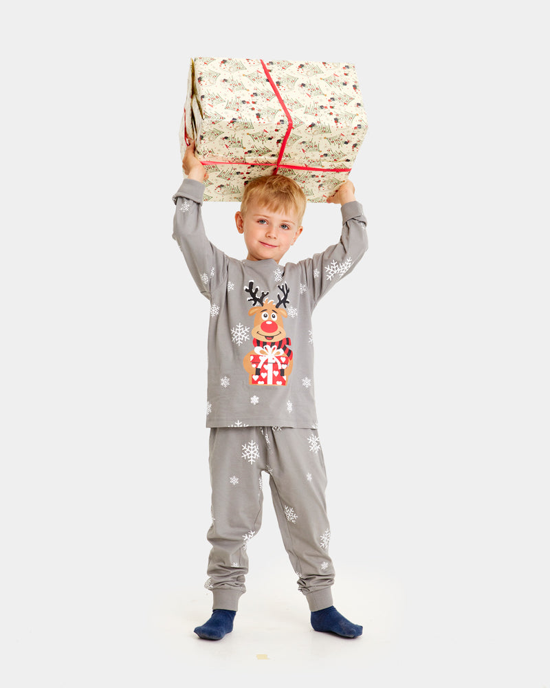 Grey Ugly Christmas Pyjama Family Children Rudolph the Reindeer