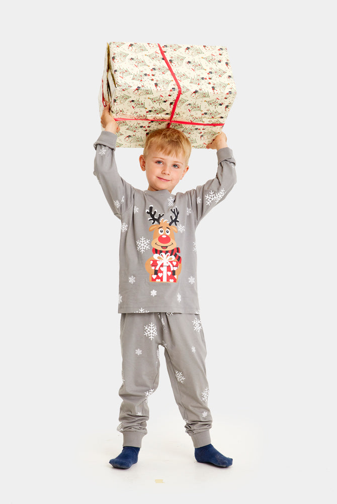 Grey Ugly Christmas Pyjama Family Children Rudolph the Reindeer