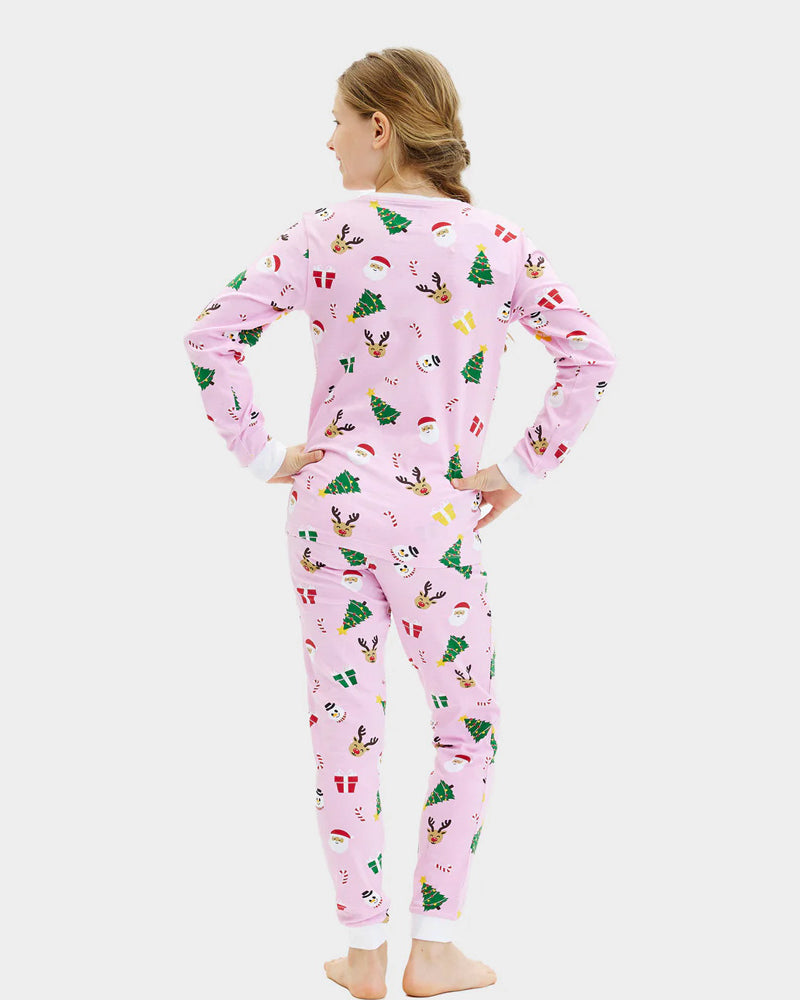 Pink Ugly Christmas Pyjama for Children Christmas Motifs