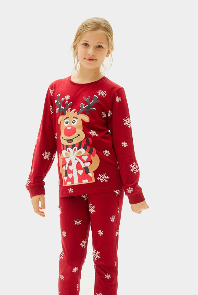 Red Ugly Christmas Pyjama Family Rudolph the Reindeer Children
