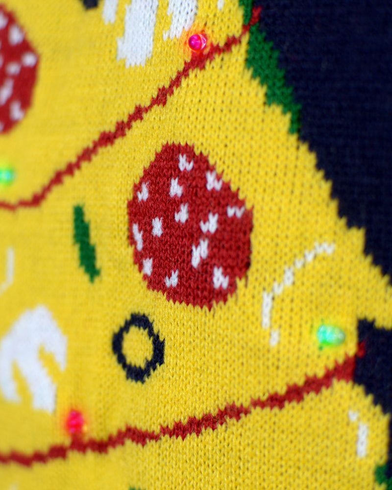 Christmas Food LED light-up Couple's Ugly Christmas Sweater detail