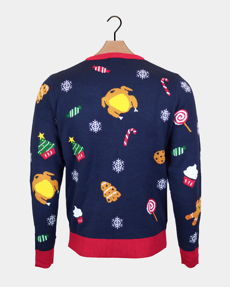 Ugly Christmas Sweater Christmas Food LED light-up Men's