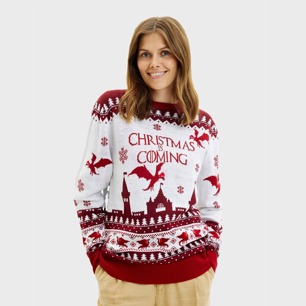"Christmas is Coming" Couple's Ugly Christmas Sweater womens