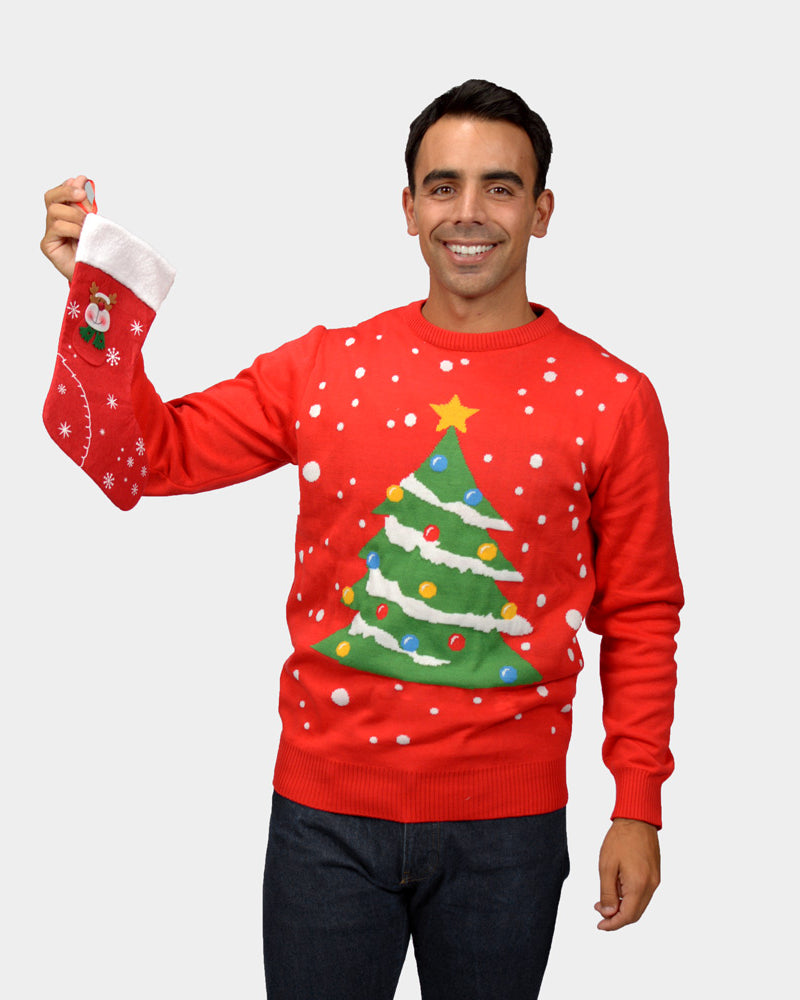 Christmas Tree Mens Couple's Red Ugly Christmas Sweater