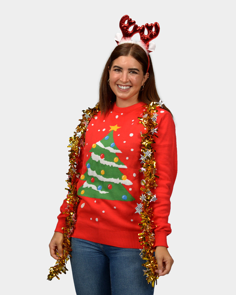 Christmas Tree Womens Couple's Red Ugly Christmas Sweater