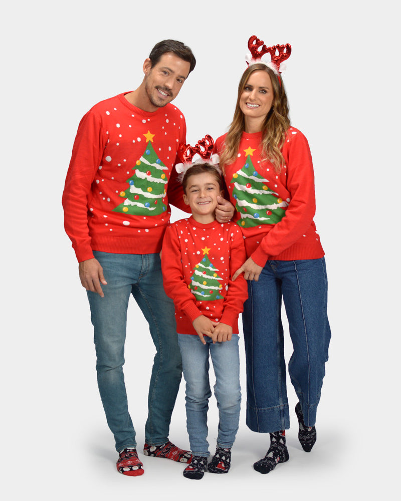 Christmas Tree Family Red Ugly Christmas Sweater