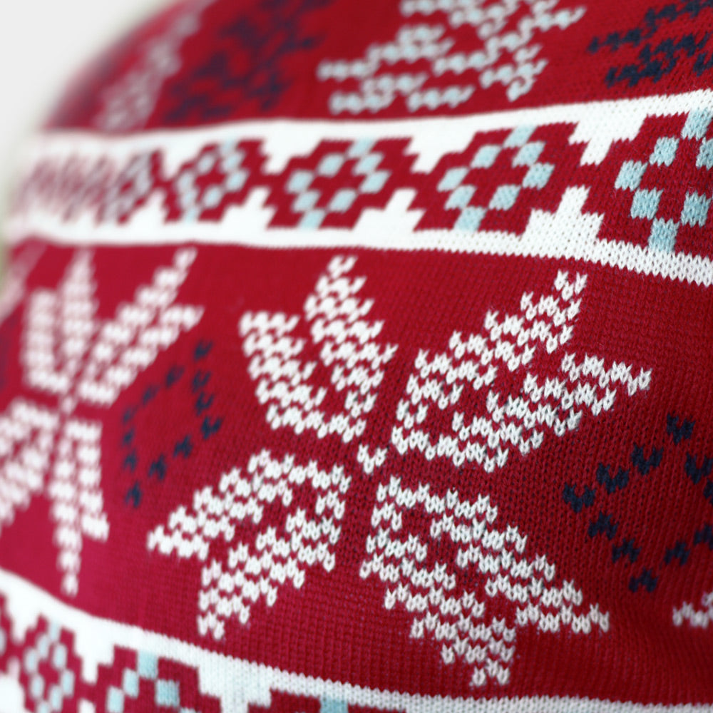 Classic Red Couple's Ugly Christmas Sweater with Polar Stars Detail