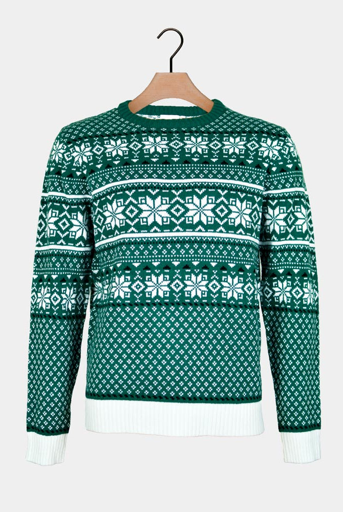 Classy Green White Elegant Couple's Ugly Christmas Sweater