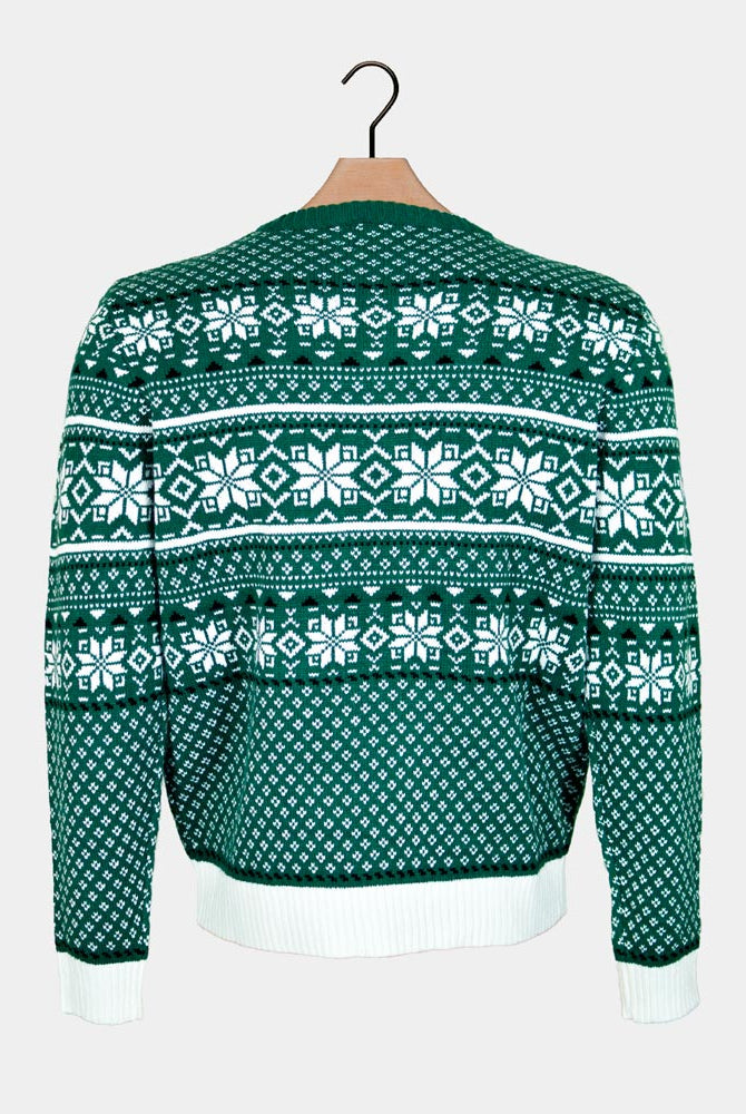 Ugly Christmas Sweater Classy Green and White Elegant Couple's